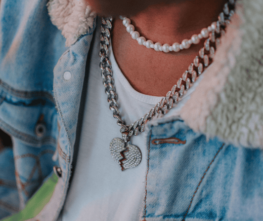 A detailed size chart of sterling silver chain lengths with styling suggestions.