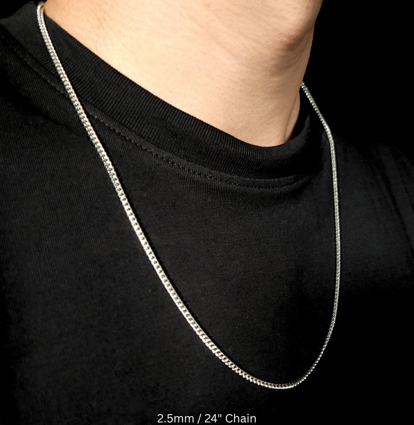 Crown Cuban Chain with Rhodium Finish | Made in Italy