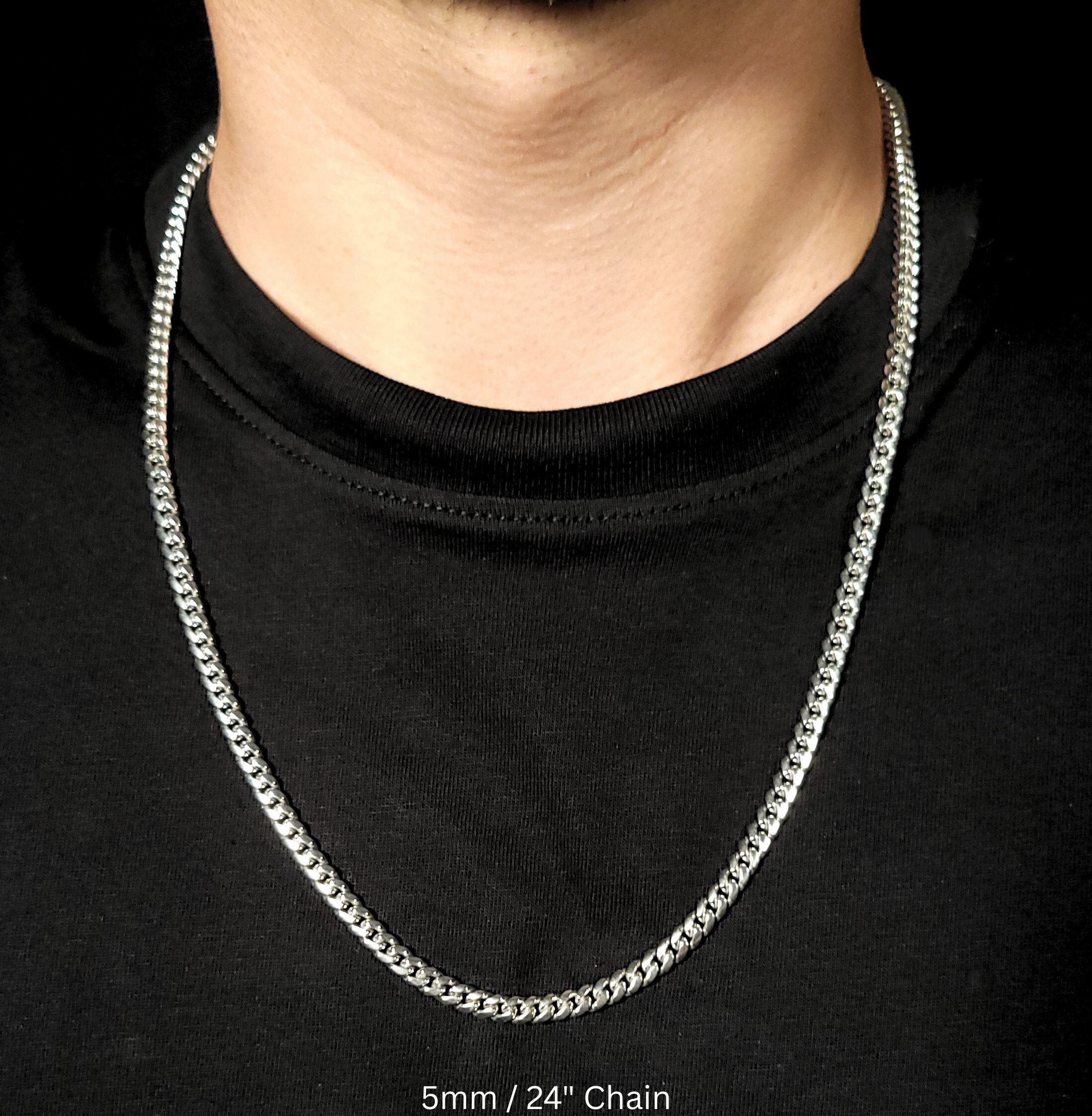 Crown Cuban Chain with Rhodium Finish | Made in Italy