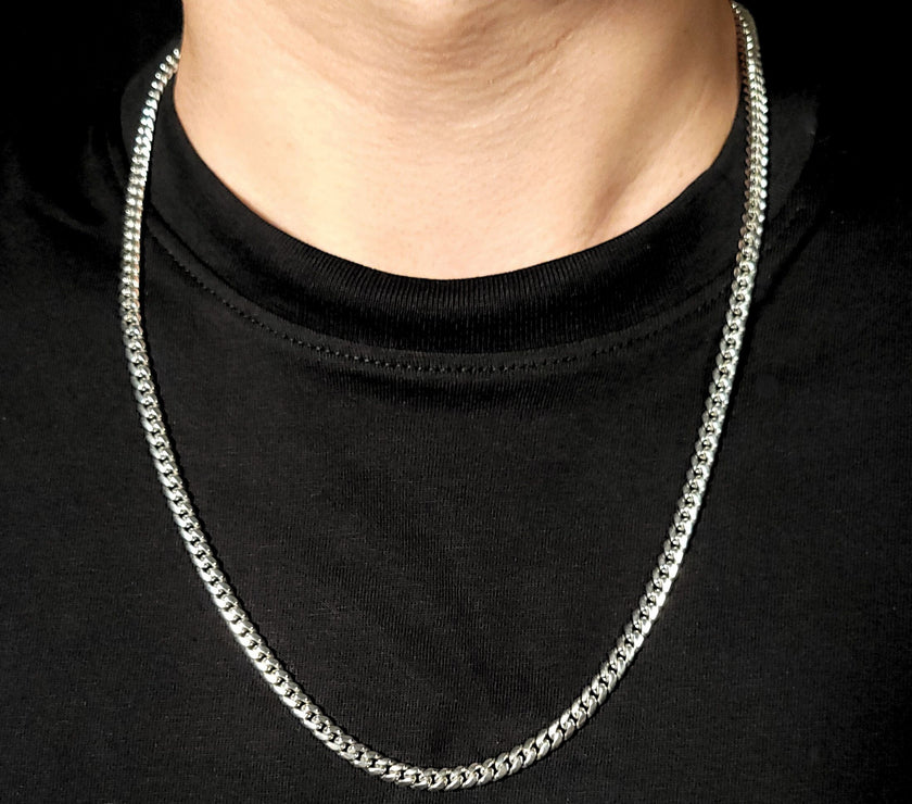 Crown Cuban Chain with Rhodium Finish | Made in Italy