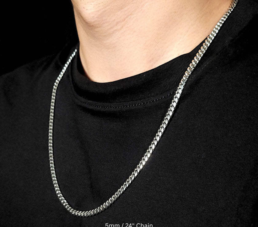 Crown Cuban Chain with Rhodium Finish | Made in Italy