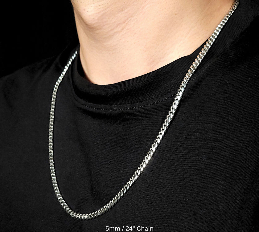 Crown Cuban Chain with Rhodium Finish | Made in Italy