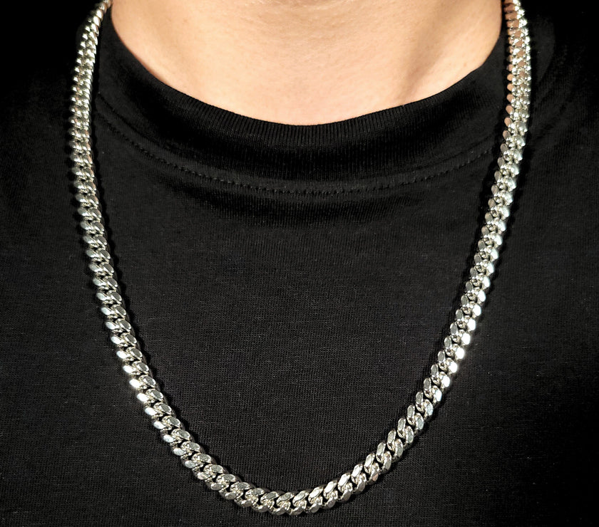 Crown Cuban Chain with Rhodium Finish | Made in Italy