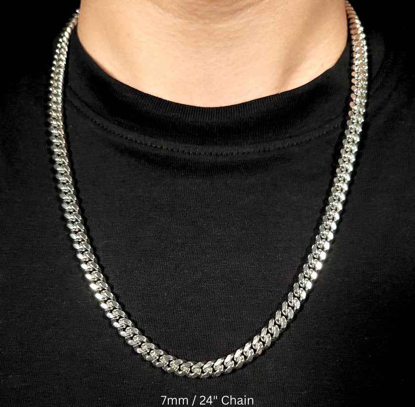 Crown Cuban Chain with Rhodium Finish | Made in Italy