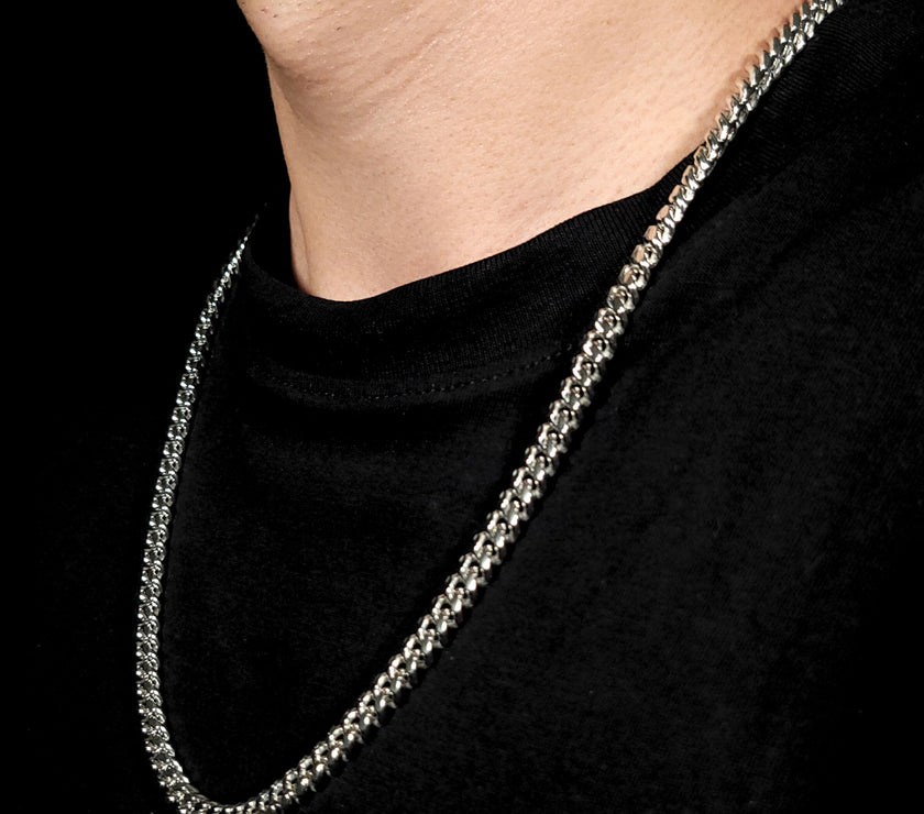 Crown Cuban Chain with Rhodium Finish | Made in Italy