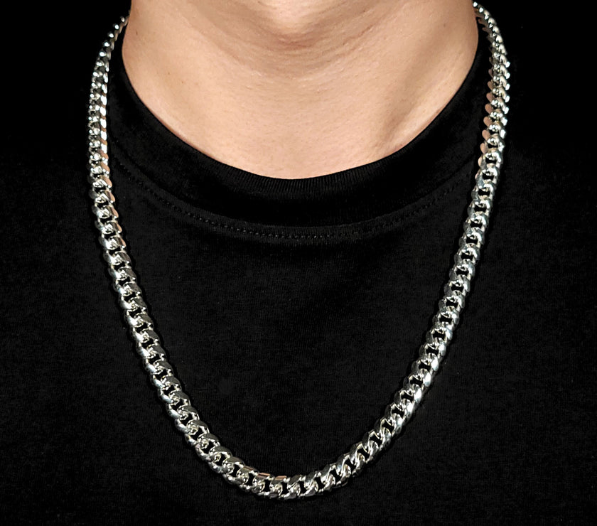 Crown Cuban Chain with Rhodium Finish | Made in Italy