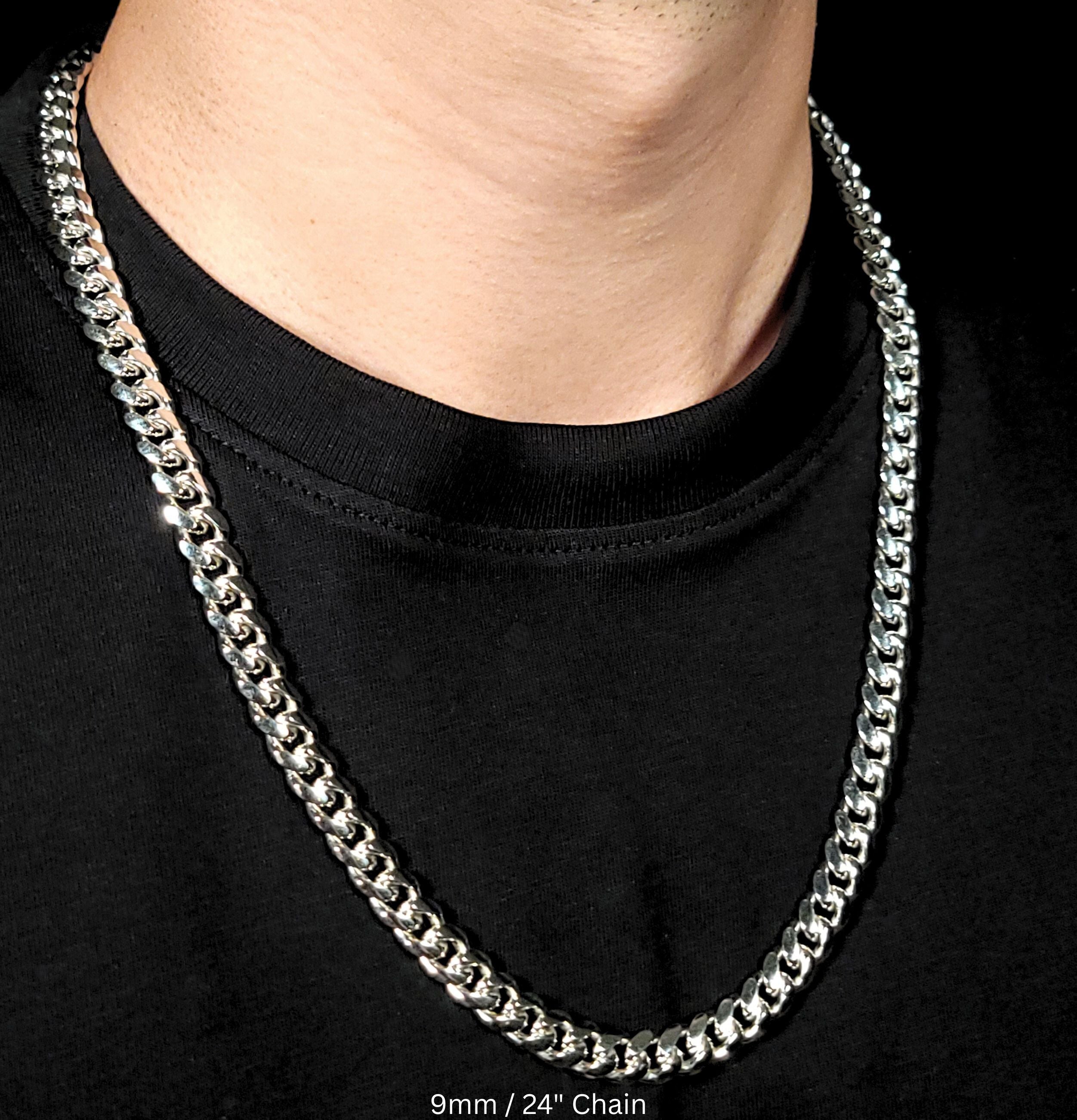 Crown Cuban Chain with Rhodium Finish | Made in Italy