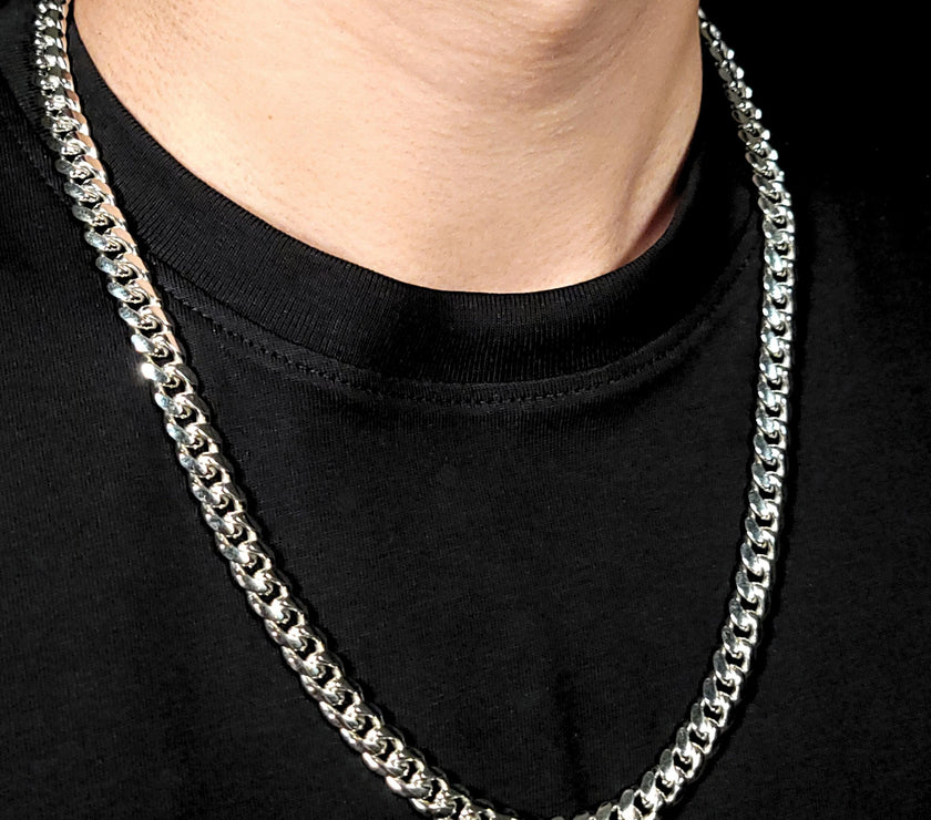 Crown Cuban Chain with Rhodium Finish | Made in Italy