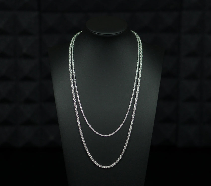 Imperial Rope chain crafted from high-polished sterling silver, stamped '925' and 'ITALY' for authenticity.